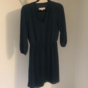 LOFT size XS green and black printed dress